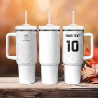 Custom Fiji Rugby Tumbler With Handle Tapa Tribal Motifs Sporty Style - Polynesian Pride