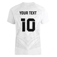Custom Fiji Rugby Women V-Neck T-Shirt Tapa Tribal Motifs Sporty Style - Polynesian Pride