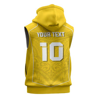 Custom Niue Rugby Sleeveless Zip Hoodie Hiapo Tribal Motifs Sporty Style LT03 - Polynesian Pride