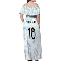 Custom New Zealand Football Family Matching Off Shoulder Maxi Dress and Hawaiian Shirt The Whites-Aotearoa Inspired - Polynesian Pride