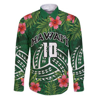 Custom Hawaii Volleyball Family Matching Puletasi and Hawaiian Shirt Kakau Abstract and Tropical Plants Green Color - Polynesian Pride