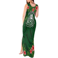 Custom Hawaii Volleyball Tank Maxi Dress Kakau Abstract and Tropical Plants Green Color - Polynesian Pride
