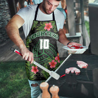 Custom Hawaii Volleyball Apron Kakau Abstract and Tropical Plants Black Color - Polynesian Pride