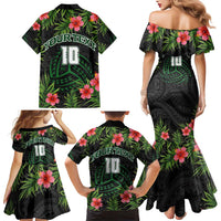 Custom Hawaii Volleyball Family Matching Mermaid Dress and Hawaiian Shirt Kakau Abstract and Tropical Plants Black Color LT03 - Polynesian Pride