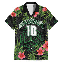Custom Hawaii Volleyball Family Matching Mermaid Dress and Hawaiian Shirt Kakau Abstract and Tropical Plants Black Color LT03 Dad's Shirt - Short Sleeve Black - Polynesian Pride