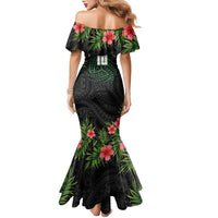 Custom Hawaii Volleyball Family Matching Mermaid Dress and Hawaiian Shirt Kakau Abstract and Tropical Plants Black Color LT03 - Polynesian Pride