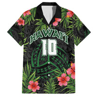 Custom Hawaii Volleyball Family Matching Off The Shoulder Long Sleeve Dress and Hawaiian Shirt Kakau Abstract and Tropical Plants Black Color LT03 Dad's Shirt - Short Sleeve Black - Polynesian Pride