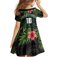 Custom Hawaii Volleyball Family Matching Puletasi and Hawaiian Shirt Kakau Abstract and Tropical Plants Black Color LT03 - Polynesian Pride