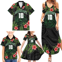 Custom Hawaii Volleyball Family Matching Summer Maxi Dress and Hawaiian Shirt Kakau Abstract and Tropical Plants Black Color LT03 - Polynesian Pride
