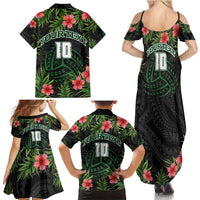 Custom Hawaii Volleyball Family Matching Summer Maxi Dress and Hawaiian Shirt Kakau Abstract and Tropical Plants Black Color LT03 - Polynesian Pride