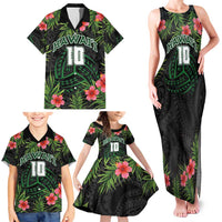 Custom Hawaii Volleyball Family Matching Tank Maxi Dress and Hawaiian Shirt Kakau Abstract and Tropical Plants Black Color LT03 - Polynesian Pride