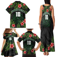 Custom Hawaii Volleyball Family Matching Tank Maxi Dress and Hawaiian Shirt Kakau Abstract and Tropical Plants Black Color LT03 - Polynesian Pride