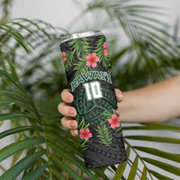 Custom Hawaii Volleyball Skinny Tumbler Kakau Abstract and Tropical Plants Black Color LT03 - Polynesian Pride