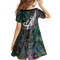 New Zealand Family Matching Tank Maxi Dress and Hawaiian Shirt Aotearoa Symbols With Silver Fern LT03 - Polynesian Pride