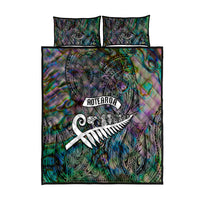 New Zealand Quilt Bed Set Aotearoa Symbols With Silver Fern LT03 Black - Polynesian Pride