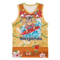 Hawaii Mele Kalikimaka Basketball Jersey Funny Santa Claus Surfing on Tropical Plants LT03 Unisex Multicolor - Polynesian Pride
