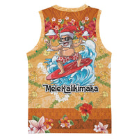 Hawaii Mele Kalikimaka Basketball Jersey Funny Santa Claus Surfing on Tropical Plants LT03 - Polynesian Pride