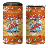 Hawaii Mele Kalikimaka 4 in 1 Can Cooler Tumbler Funny Santa Claus Surfing on Tropical Plants LT03 One Size: 16 oz Multicolor - Polynesian Pride