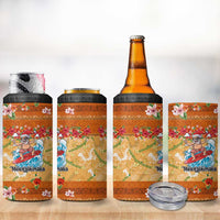 Hawaii Mele Kalikimaka 4 in 1 Can Cooler Tumbler Funny Santa Claus Surfing on Tropical Plants LT03 - Polynesian Pride