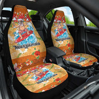 Hawaii Mele Kalikimaka Car Seat Cover Funny Santa Claus Surfing on Tropical Plants LT03 One Size Multicolor - Polynesian Pride