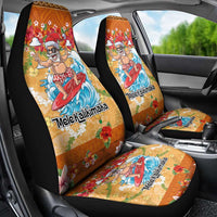 Hawaii Mele Kalikimaka Car Seat Cover Funny Santa Claus Surfing on Tropical Plants LT03 - Polynesian Pride