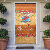 Hawaii Mele Kalikimaka Door Cover Funny Santa Claus Surfing on Tropical Plants LT03 Multicolor - Polynesian Pride