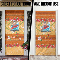 Hawaii Mele Kalikimaka Door Cover Funny Santa Claus Surfing on Tropical Plants LT03 - Polynesian Pride