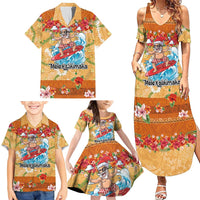 Hawaii Mele Kalikimaka Family Matching Summer Maxi Dress and Hawaiian Shirt Funny Santa Claus Surfing on Tropical Plants LT03 - Polynesian Pride
