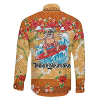 Hawaii Mele Kalikimaka Family Matching Summer Maxi Dress and Hawaiian Shirt Funny Santa Claus Surfing on Tropical Plants LT03 - Polynesian Pride