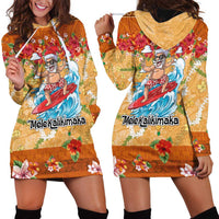 Hawaii Mele Kalikimaka Hoodie Dress Funny Santa Claus Surfing on Tropical Plants LT03 - Polynesian Pride