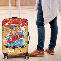 Hawaii Mele Kalikimaka Luggage Cover Funny Santa Claus Surfing on Tropical Plants LT03 Multicolor - Polynesian Pride