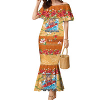 Hawaii Mele Kalikimaka Mermaid Dress Funny Santa Claus Surfing on Tropical Plants LT03 Women Multicolor - Polynesian Pride