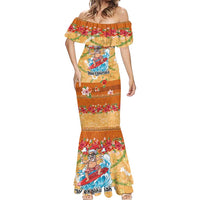 Hawaii Mele Kalikimaka Mermaid Dress Funny Santa Claus Surfing on Tropical Plants LT03 - Polynesian Pride