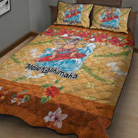 Hawaii Mele Kalikimaka Quilt Bed Set Funny Santa Claus Surfing on Tropical Plants LT03 - Polynesian Pride