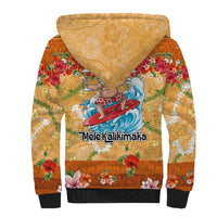 Hawaii Mele Kalikimaka Sherpa Hoodie Funny Santa Claus Surfing on Tropical Plants LT03 - Polynesian Pride
