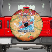 Hawaii Mele Kalikimaka Spare Tire Cover Funny Santa Claus Surfing on Tropical Plants LT03 - Polynesian Pride