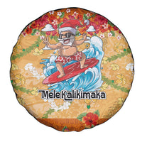 Hawaii Mele Kalikimaka Spare Tire Cover Funny Santa Claus Surfing on Tropical Plants LT03 - Polynesian Pride