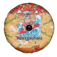 Hawaii Mele Kalikimaka Spare Tire Cover Funny Santa Claus Surfing on Tropical Plants LT03 - Polynesian Pride