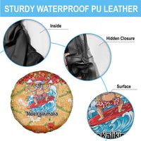 Hawaii Mele Kalikimaka Spare Tire Cover Funny Santa Claus Surfing on Tropical Plants LT03 - Polynesian Pride