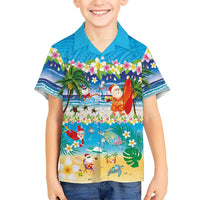 Polynesian Merry Christmas Hawaiian Shirt Funny Santa Beach Tropical Plant and Turtle - Polynesian Pride