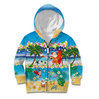 Polynesian Merry Christmas Kid Hoodie Funny Santa Beach Tropical Plant and Turtle - Polynesian Pride
