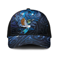 Aotearoa Matariki Baseball Net Cap Maori Tribal with Silver Fern and Tui Bird Galaxy Style - Polynesian Pride