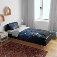 Aotearoa Matariki Bedding Set Maori Tribal with Silver Fern and Tui Bird Galaxy Style - Polynesian Pride