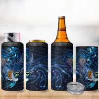 Aotearoa Matariki 4 in 1 Can Cooler Tumbler Maori Tribal with Silver Fern and Tui Bird Galaxy Style LT03 - Polynesian Pride