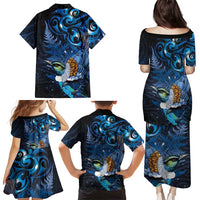 Aotearoa Matariki Family Matching Puletasi and Hawaiian Shirt Maori Tribal with Silver Fern and Tui Bird Galaxy Style LT03 - Polynesian Pride