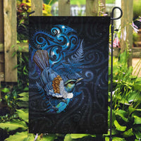 Aotearoa Matariki Garden Flag Maori Tribal with Silver Fern and Tui Bird Galaxy Style LT03 Garden Flag Navy - Polynesian Pride