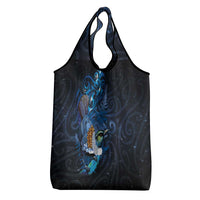 Aotearoa Matariki Grocery Bag Maori Tribal with Silver Fern and Tui Bird Galaxy Style LT03 - Polynesian Pride