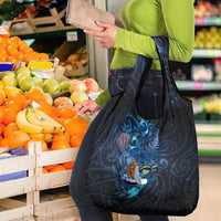 Aotearoa Matariki Grocery Bag Maori Tribal with Silver Fern and Tui Bird Galaxy Style LT03 - Polynesian Pride