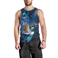 Aotearoa Matariki Men Tank Top Maori Tribal with Silver Fern and Tui Bird Galaxy Style LT03 - Polynesian Pride