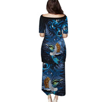 Aotearoa Matariki Puletasi Maori Tribal with Silver Fern and Tui Bird Galaxy Style LT03 - Polynesian Pride